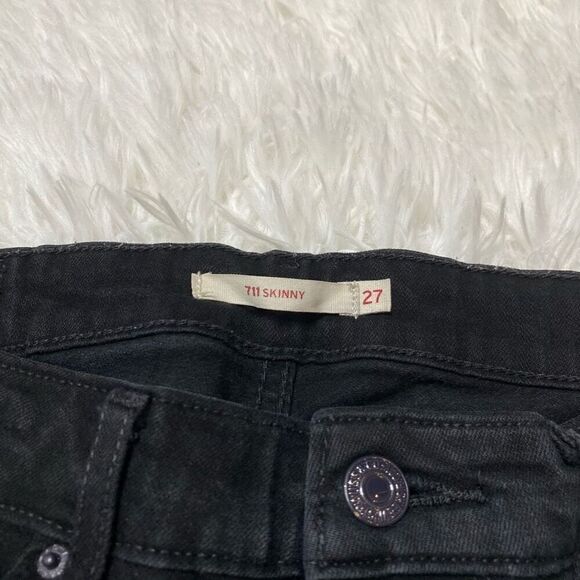 Levis 711 Skinny Black Jeans Womens Size 27x30 Mid Rise Stretch Comfort - Picture 3 of 10